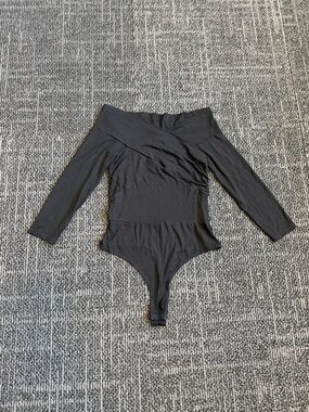 asos Oh Polly Ceyln Modal Off Shoulder Ruched Bodysuit In Black Size 0